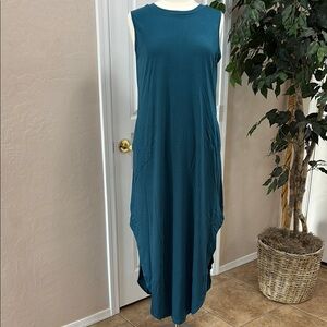 Anrabess Casual Sleeveless Maxi Sundress with Pockets ~ Teal